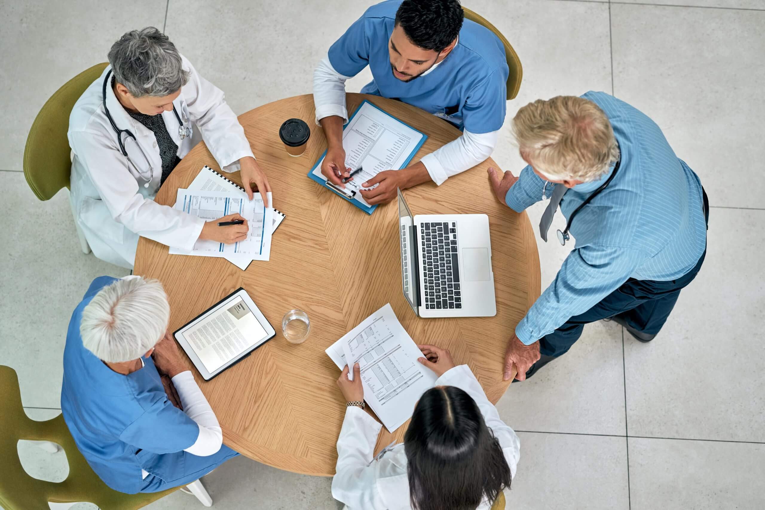 healthcare providers meeting at round table