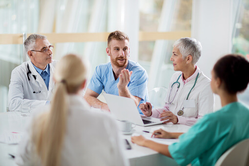 healthcare provider in a meeting